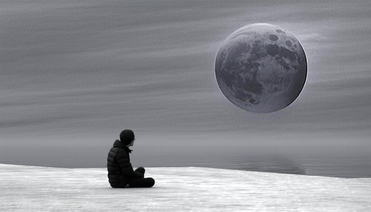 Artistic depiction of loneliness in a surreal world